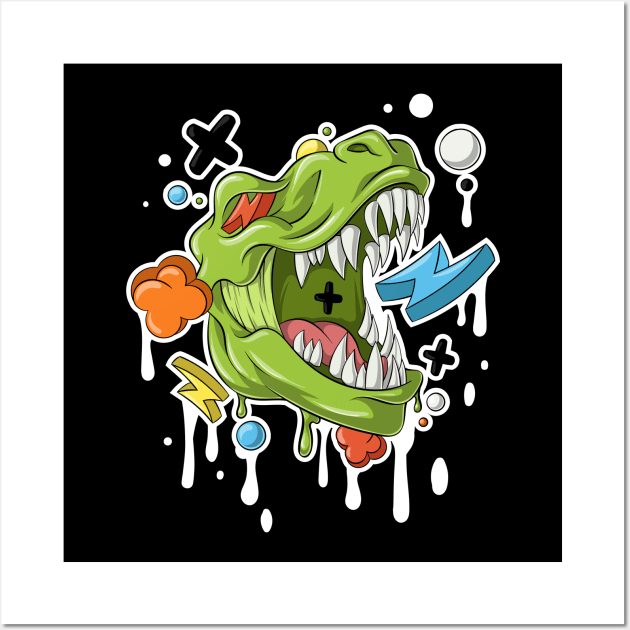 Graffiti Dinosaur Drip Wall Art by GCS Designs